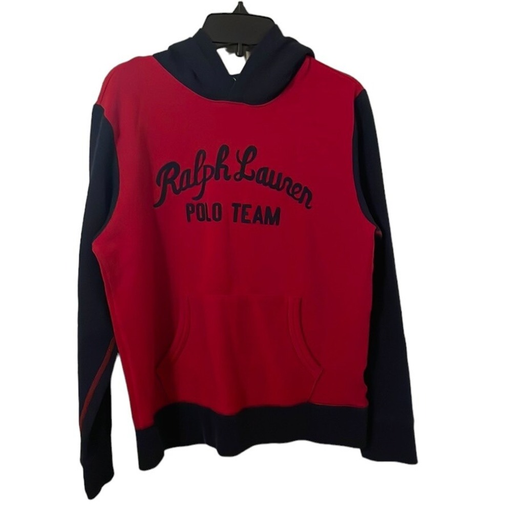 Polo Ralph Lauren Boy's Navy/Red Polo Team Logo Hoodie Size L (14/16)